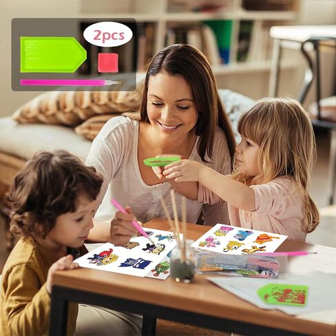 HITO 48 Pcs Diamond Painting Stickers Kits for Kids,Cartoon Diamond Art Stickers for Kids,Mosaic Stickers Gem Art for Kids Ages 4-12 in Kuwait