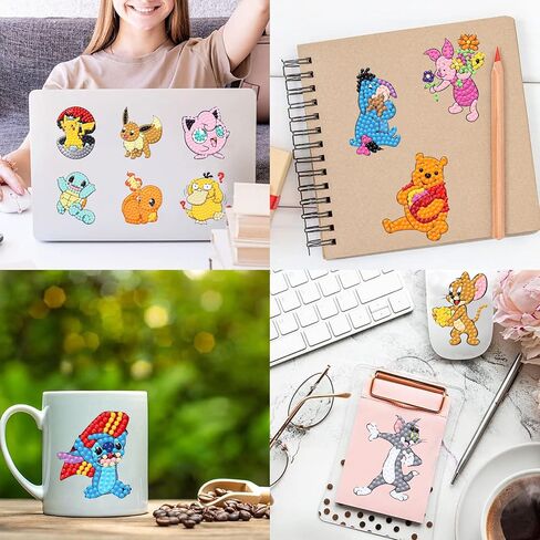 HITO 48 Pcs Diamond Painting Stickers Kits for Kids,Cartoon Diamond Art Stickers for Kids,Mosaic Stickers Gem Art for Kids Ages 4-12 in Kuwait