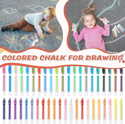 48 Pcs Sidewalk Chalk Dustless Chalk with Holder for Kids 48 Colors Chalkboard Chalk Colored Chalk for Kids Toddlers Outdoor Art Play Blackboard Drawing Writing Party Favors in Kuwait