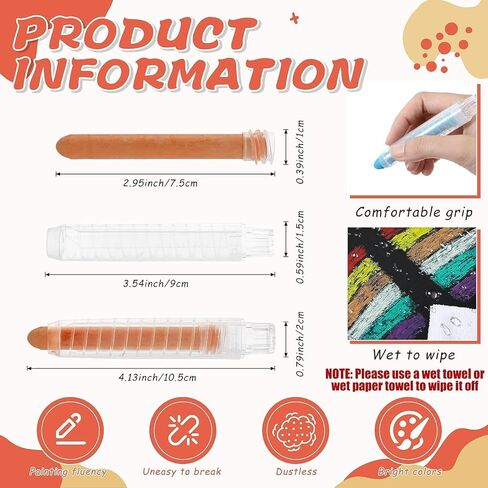 48 Pcs Sidewalk Chalk Dustless Chalk with Holder for Kids 48 Colors Chalkboard Chalk Colored Chalk for Kids Toddlers Outdoor Art Play Blackboard Drawing Writing Party Favors in Kuwait