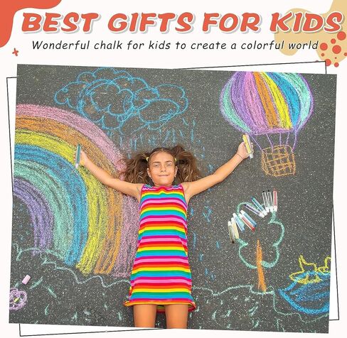 48 Pcs Sidewalk Chalk Dustless Chalk with Holder for Kids 48 Colors Chalkboard Chalk Colored Chalk for Kids Toddlers Outdoor Art Play Blackboard Drawing Writing Party Favors in Kuwait