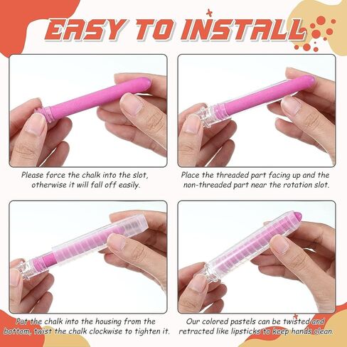 48 Pcs Sidewalk Chalk Dustless Chalk with Holder for Kids 48 Colors Chalkboard Chalk Colored Chalk for Kids Toddlers Outdoor Art Play Blackboard Drawing Writing Party Favors in Kuwait