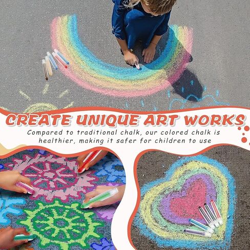 48 Pcs Sidewalk Chalk Dustless Chalk with Holder for Kids 48 Colors Chalkboard Chalk Colored Chalk for Kids Toddlers Outdoor Art Play Blackboard Drawing Writing Party Favors in Kuwait