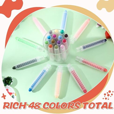 48 Pcs Sidewalk Chalk Dustless Chalk with Holder for Kids 48 Colors Chalkboard Chalk Colored Chalk for Kids Toddlers Outdoor Art Play Blackboard Drawing Writing Party Favors in Kuwait