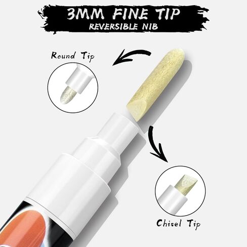 15 قطعة من أقلام تحديد الطباشير السائل الأبيض من CeleMoon، أقلام تحديد مسح رطبة جافة تعتمد على الماء للسبورات السوداء والسبورة والنوافذ والزجاج والأطراف الكبيرة القابلة للعكس والأطراف الدقيقة - 1,3,6,10,15 مم in Kuwait