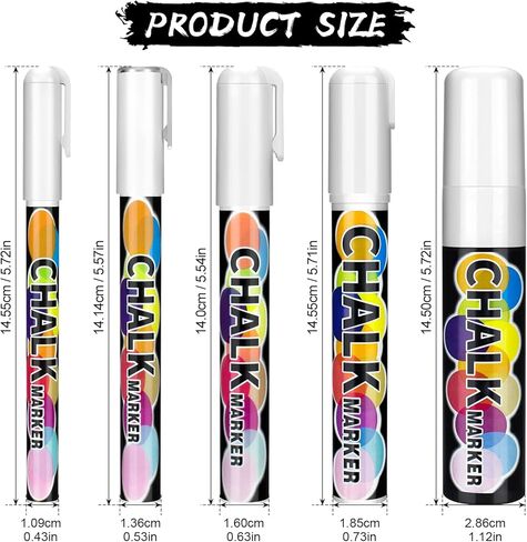 15 قطعة من أقلام تحديد الطباشير السائل الأبيض من CeleMoon، أقلام تحديد مسح رطبة جافة تعتمد على الماء للسبورات السوداء والسبورة والنوافذ والزجاج والأطراف الكبيرة القابلة للعكس والأطراف الدقيقة - 1,3,6,10,15 مم in Kuwait