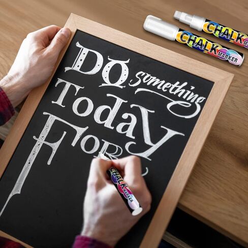 15 قطعة من أقلام تحديد الطباشير السائل الأبيض من CeleMoon، أقلام تحديد مسح رطبة جافة تعتمد على الماء للسبورات السوداء والسبورة والنوافذ والزجاج والأطراف الكبيرة القابلة للعكس والأطراف الدقيقة - 1,3,6,10,15 مم in Kuwait