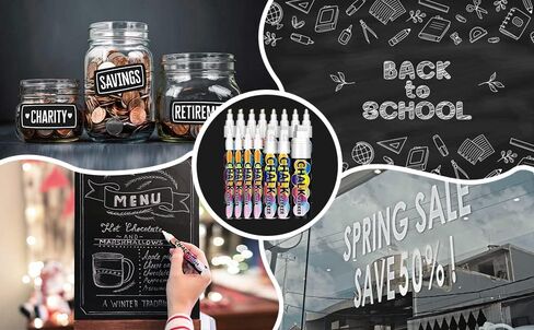 15 قطعة من أقلام تحديد الطباشير السائل الأبيض من CeleMoon، أقلام تحديد مسح رطبة جافة تعتمد على الماء للسبورات السوداء والسبورة والنوافذ والزجاج والأطراف الكبيرة القابلة للعكس والأطراف الدقيقة - 1,3,6,10,15 مم in Kuwait