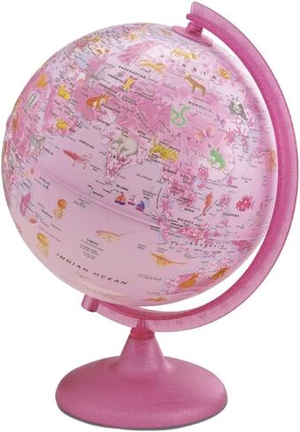 Waypoint Geographic Circus Explorer Globe، كرة أرضية أكريليك مع حامل من خشب الزان، 10 بوصات حيوانات مضيئة في العالم، للمكاتب الصغيرة والطاولات in Kuwait