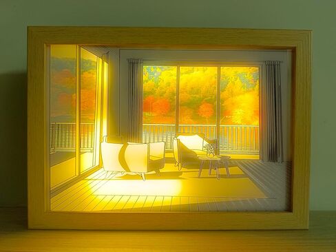 Neioaas Lighting Painting Decor - LED Illuminated Painting Light,3 Modes Light Art Painting Photo Frame Wall Art Decor,Desktop Art Painting Frame,Creative Bedroom Home Decor Gift(9.7*6.7in,Sunning Dog in Kuwait