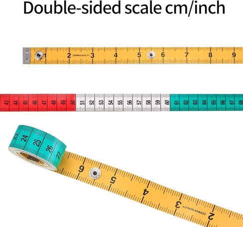2 Pcs Fabric Tape Measure, Soft Body Measuring Tapes, 60 inch/150 cm Cloth Measuring Tapes, with Snap Button Closure, for Fabric Tailor Sewing Cloth Knitting Craft Body Measurements in Kuwait