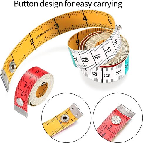 2 Pcs Fabric Tape Measure, Soft Body Measuring Tapes, 60 inch/150 cm Cloth Measuring Tapes, with Snap Button Closure, for Fabric Tailor Sewing Cloth Knitting Craft Body Measurements in Kuwait