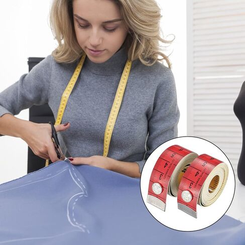 2 Pcs Fabric Tape Measure, Soft Body Measuring Tapes, 60 inch/150 cm Cloth Measuring Tapes, with Snap Button Closure, for Fabric Tailor Sewing Cloth Knitting Craft Body Measurements in Kuwait