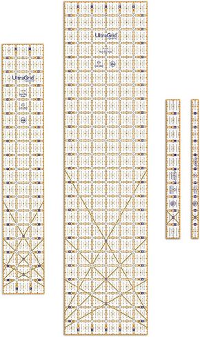 UltraGrid من QuiltCut USA Made Non-Slip Quilting Ruler - مجموعة كومبو مكونة من 4 قطع مقاس 6 × 24 بوصة in Kuwait