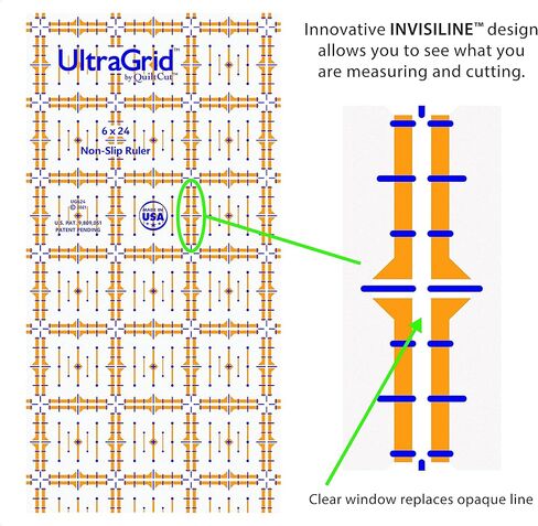 UltraGrid من QuiltCut USA Made Non-Slip Quilting Ruler - مجموعة كومبو مكونة من 4 قطع مقاس 6 × 24 بوصة in Kuwait