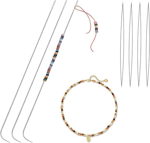 Bead Spinner Needles, 3Pcs Clay Beading Needles, Stainless Steel Curved Beading Needles and 4Pcs Big Eye Seed Beading Needles for Jewelry Making in Kuwait