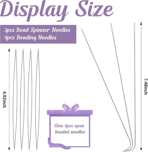 Bead Spinner Needles, 3Pcs Clay Beading Needles, Stainless Steel Curved Beading Needles and 4Pcs Big Eye Seed Beading Needles for Jewelry Making in Kuwait