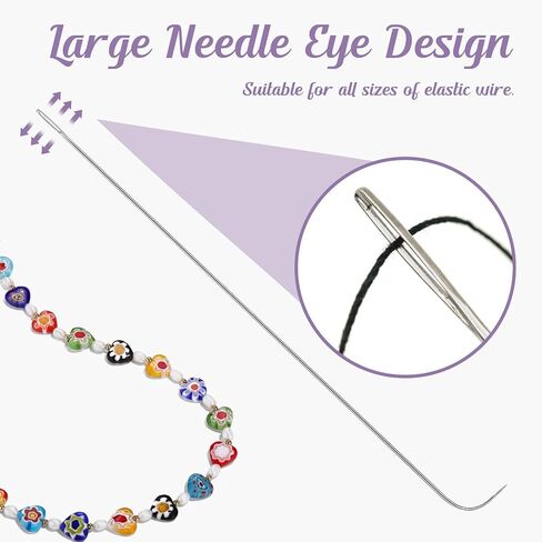 Bead Spinner Needles, 3Pcs Clay Beading Needles, Stainless Steel Curved Beading Needles and 4Pcs Big Eye Seed Beading Needles for Jewelry Making in Kuwait