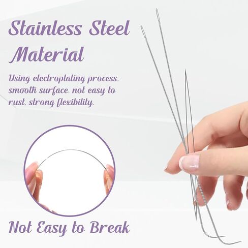 Bead Spinner Needles, 3Pcs Clay Beading Needles, Stainless Steel Curved Beading Needles and 4Pcs Big Eye Seed Beading Needles for Jewelry Making in Kuwait
