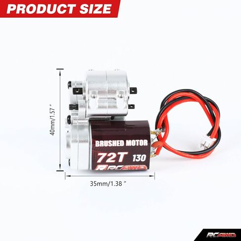 RCAWD FCX24 Motor 130 72t & FCX24 مجموعة علبة التروس المعدنية لناقل الحركة FMS 1/24 FCX24 Power Wagon، Smasher V2 Monster Truck ترقيات الأجزاء باللون الأسود in Kuwait