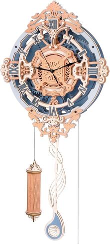 ROKR 3D Puzzles for Adults Vintage Wooden Pendulum Clock Kits 12", Mechanical Building Model Kits DIY Wall Clock Hobbies for Adults Home Decor Gifts for Teens in Saudi Arabia