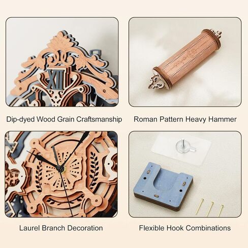 ROKR 3D Puzzles for Adults Vintage Wooden Pendulum Clock Kits 12", Mechanical Building Model Kits DIY Wall Clock Hobbies for Adults Home Decor Gifts for Teens in Saudi Arabia