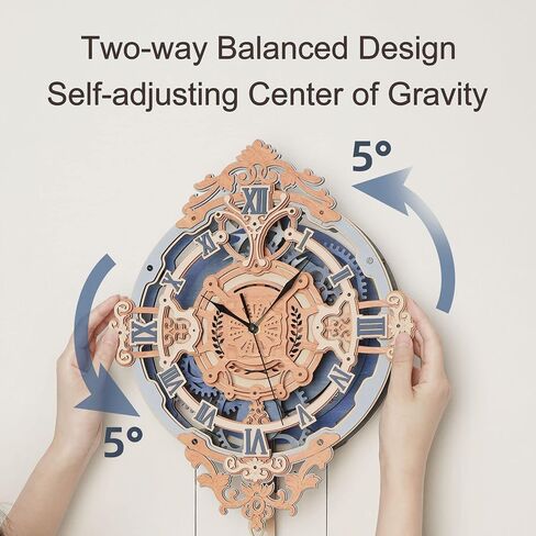 ROKR 3D Puzzles for Adults Vintage Wooden Pendulum Clock Kits 12", Mechanical Building Model Kits DIY Wall Clock Hobbies for Adults Home Decor Gifts for Teens in Saudi Arabia
