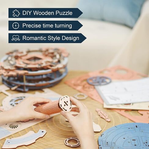 ROKR 3D Puzzles for Adults Vintage Wooden Pendulum Clock Kits 12", Mechanical Building Model Kits DIY Wall Clock Hobbies for Adults Home Decor Gifts for Teens in Saudi Arabia
