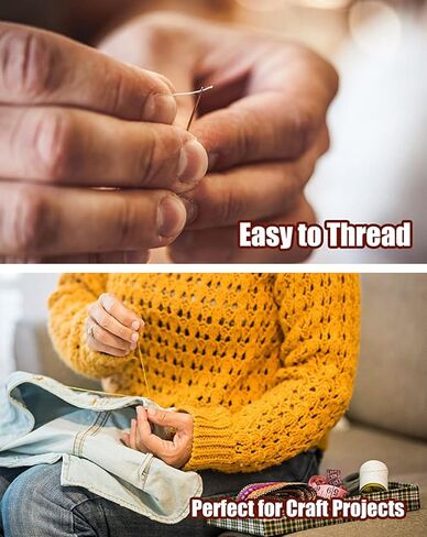 30 قطعة من ابر الخيط الذاتي الكبيرة للعين، 6 احجام ابر تطريز نسيجية، ابر غزل ابر خياطة ابر خياطة من الستانلس ستيل مع حافظة ابر خشبية in Kuwait