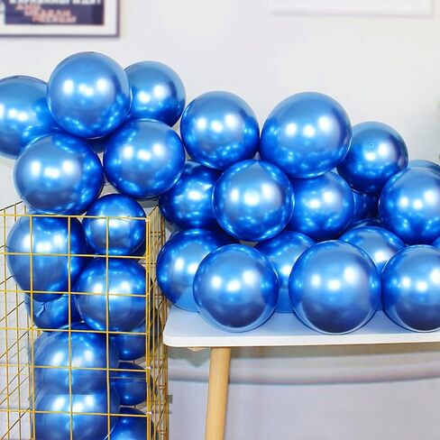 COLORFUL ELVES 12 Inch 100 Pcs Latex Metallic Chrome Balloons Helium Shiny Thicken Balloons Party Decoration (Silver) in Kuwait