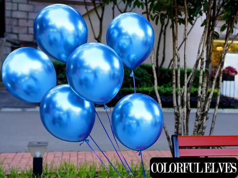 COLORFUL ELVES 12 Inch 100 Pcs Latex Metallic Chrome Balloons Helium Shiny Thicken Balloons Party Decoration (Silver) in Kuwait