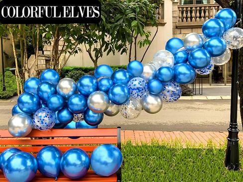 COLORFUL ELVES 12 Inch 100 Pcs Latex Metallic Chrome Balloons Helium Shiny Thicken Balloons Party Decoration (Silver) in Kuwait
