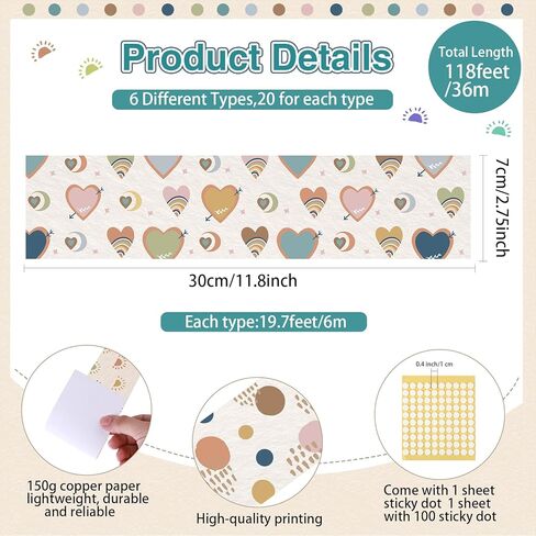 Containlol Classroom Borders for Bulletin Board, 118 ft Rainbow Scalloped Trim Colorful Bulletin Board Boarders for Home Office Classroom Wall Chalkboard Decoration in Kuwait