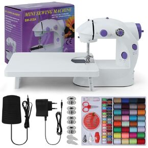 ماكينة خياطة صغيرة للمبتدئين من هيمومو، ماكينة خياطة صغيرة مع طاولة تمديد واضاءة LED، ماكينة خياطة محمولة مطورة، ماكينة خياطة بخيوط مزدوجة قابلة للتعديل بسرعتين للاطفال والكبار in Kuwait