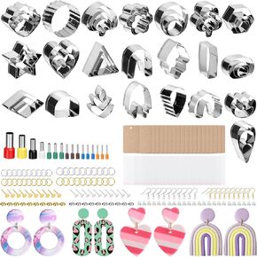 قطع طين البوليمر من مادلين رو لصنع الأقراط، مجموعة 215 قطعة من قوالب حلق الطين مع 49 شكلاً من قطع الطين المصنوعة من الفولاذ المقاوم للصدأ لمجوهرات طين البوليمر in Kuwait