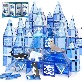 TOY Life Magnetic Tiles for Kids 3-5 102 Pcs Magnetic Frozen Building Toys for Kids Ages 4-8 Magnet Tiles Magnetic Building Tiles Magnetic Tiles for Kids Ages 4-8 Magnetic Toy for Toddler 1-3