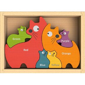 BeginAgain Cat Family Color Names Puzzle - Bilingual Wooden Colors - 2 and Up in Saudi Arabia