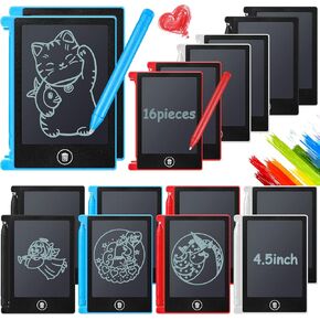 16 Pieces Mini LCD Writing Tablet 4.5 Inch Electronic Drawing Board for Kids Colorful Drawing Tablet Erasable Doodle Pad Reusable Learning Toy Gift for Girls Boys Toddlers