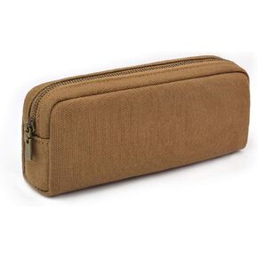 Dobmit Pencil Pen Case, Big Capacity Pencil Pouch Canvas Makeup Bag Durable Office Stationery Organizer - Beige in Kuwait