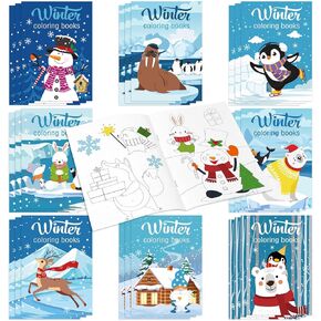Dianelhall 24 Pcs Winter Animals Coloring Books for Kids Party Favor Set Mini DIY Art Drawing Book for Snowman Penguin Winter Theme Christmas Favors Birthday Goodie Bag Gift Filler Supplies in Kuwait