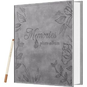 Fintie Photo Album Self Adhesive for 3x5 4x6 5x7 6x8 8x10 Pictures, 60 Sticky Pages DIY Photo Album with A Metallic Pen, Scrapbook Album for Family Wedding Anniversary Pictures, Lilac Marble