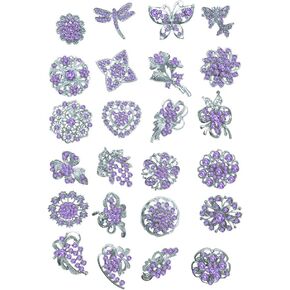 Ezing Lot 24pc Shining Rhinestone Crystal Brooches Pins DIY Wedding Bouquet Kit