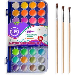 2 Pack Watercolor Paint Set 12 Vivid Colors Includes Watercolour Mixing Palette and 2 Brushes, Perfect For Artists, Beginner Painters, Kids and Adult Painting in Saudi Arabia