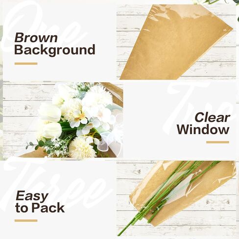 50 قطعة من أكمام الزهور للباقات، ورق تغليف الزهور من ورق الكرافت مع أشرطة، أكياس تغليف الزهور، مستلزمات ترتيب الزهور لحفلات الزفاف، وعيد الحب، وأعياد الميلاد، والعطلات in Kuwait