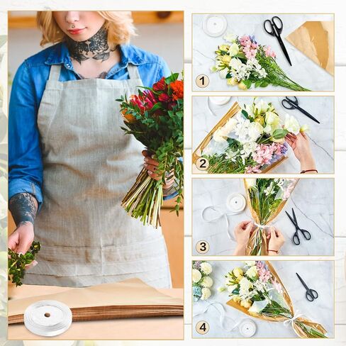 50 قطعة من أكمام الزهور للباقات، ورق تغليف الزهور من ورق الكرافت مع أشرطة، أكياس تغليف الزهور، مستلزمات ترتيب الزهور لحفلات الزفاف، وعيد الحب، وأعياد الميلاد، والعطلات in Kuwait