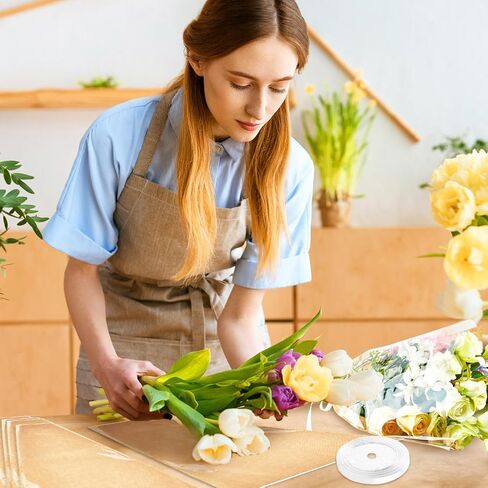 50 قطعة من أكمام الزهور للباقات، ورق تغليف الزهور من ورق الكرافت مع أشرطة، أكياس تغليف الزهور، مستلزمات ترتيب الزهور لحفلات الزفاف، وعيد الحب، وأعياد الميلاد، والعطلات in Kuwait