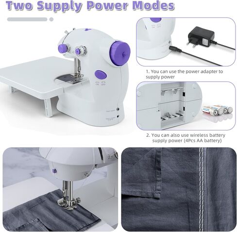 ماكينة خياطة صغيرة للمبتدئين من هيمومو، ماكينة خياطة صغيرة مع طاولة تمديد واضاءة LED، ماكينة خياطة محمولة مطورة، ماكينة خياطة بخيوط مزدوجة قابلة للتعديل بسرعتين للاطفال والكبار in Kuwait