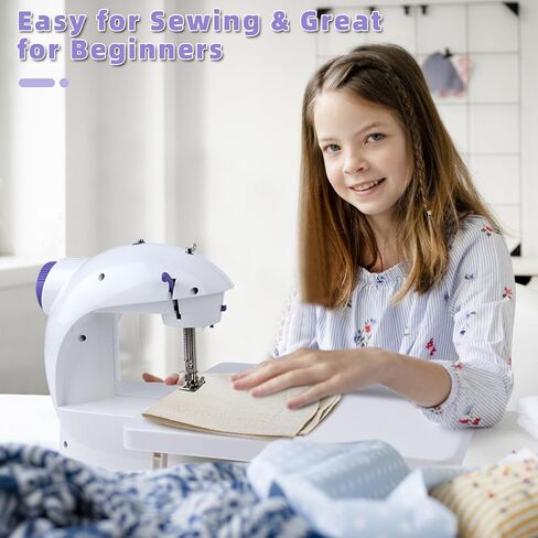 ماكينة خياطة صغيرة للمبتدئين من هيمومو، ماكينة خياطة صغيرة مع طاولة تمديد واضاءة LED، ماكينة خياطة محمولة مطورة، ماكينة خياطة بخيوط مزدوجة قابلة للتعديل بسرعتين للاطفال والكبار in Kuwait
