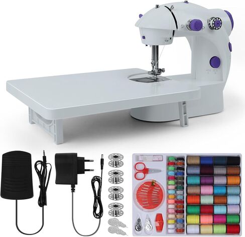 ماكينة خياطة صغيرة للمبتدئين من هيمومو، ماكينة خياطة صغيرة مع طاولة تمديد واضاءة LED، ماكينة خياطة محمولة مطورة، ماكينة خياطة بخيوط مزدوجة قابلة للتعديل بسرعتين للاطفال والكبار in Kuwait