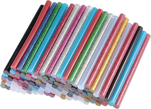 Rebower Hot Glue Sticks Mini Adhesive Hot Melt Glue Gun Sticks, [for Art, Craft, DIY, Card Making] - 0.27" x 4"/Glitter Colorful/120 Pcs in Saudi Arabia